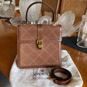 Vintage Gucci Brown Handbag w/ shoulder strap